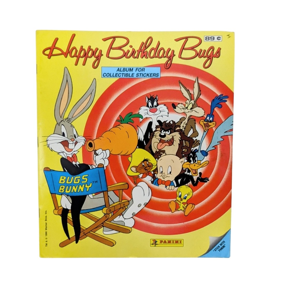 1990 Panini Warner Happy Birthday Bugs Looney Tunes Sticker Book 100% Complete